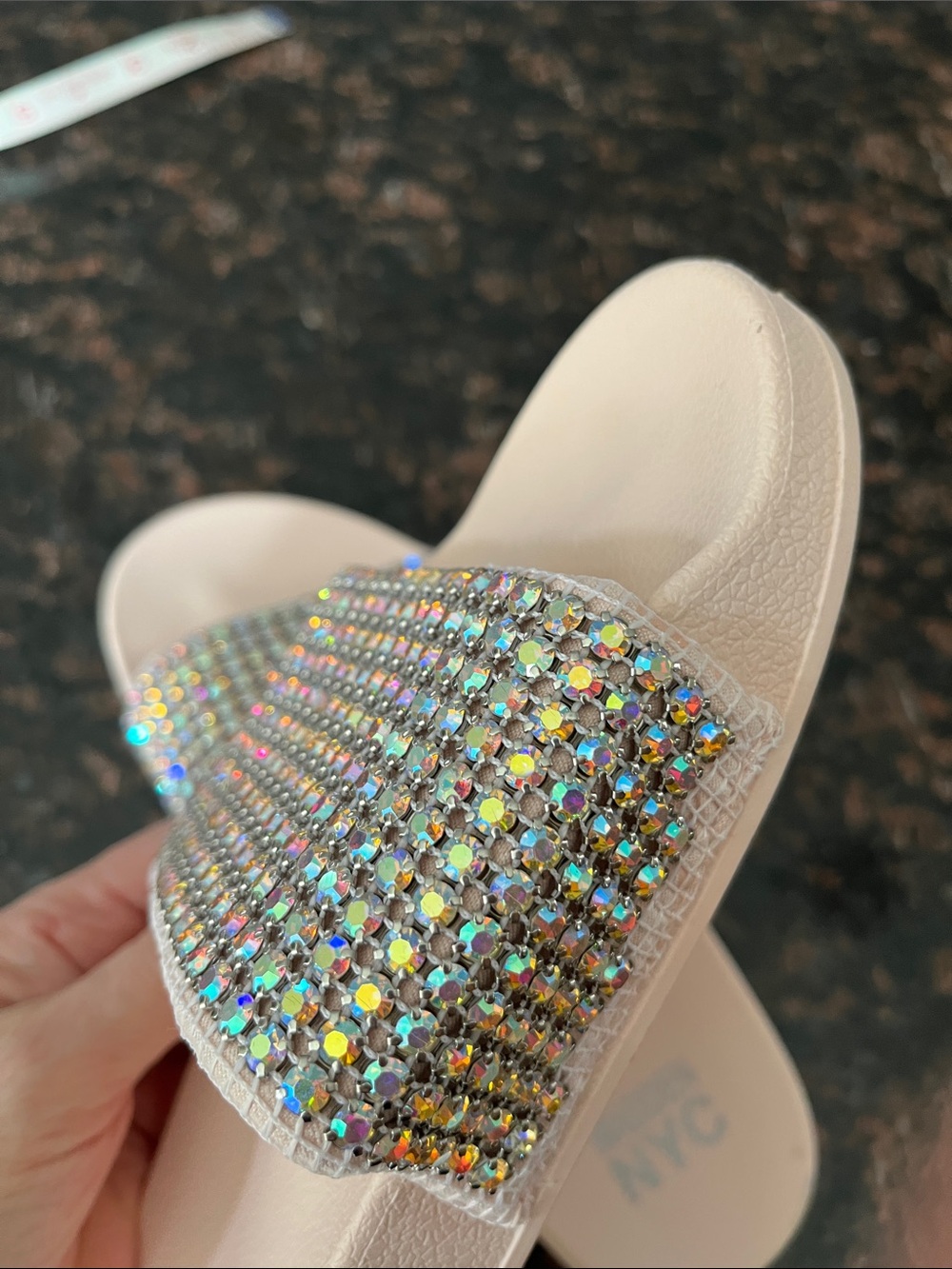 Madden NYC Women's Pink Crystal Slide Sandals 7 - Picture 15 of 15